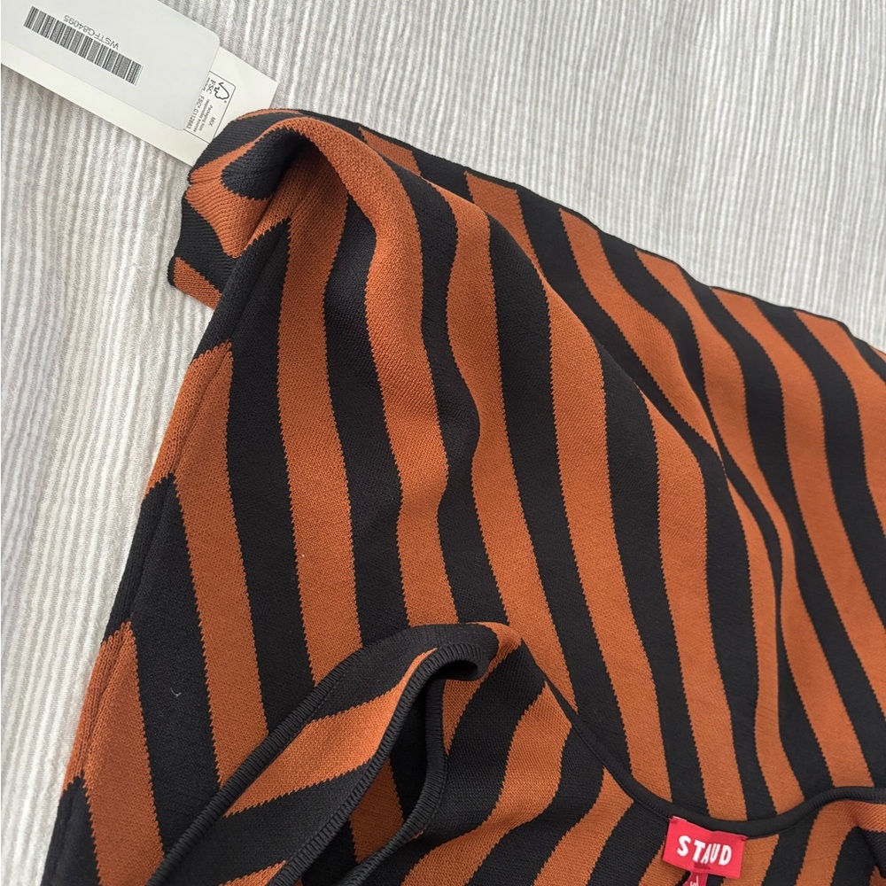 Staud Striped Brown Midi Dress - Picture 4 of 5
